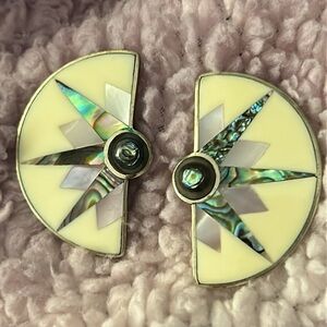 Elegant Cream and Silver Starburst Earrings